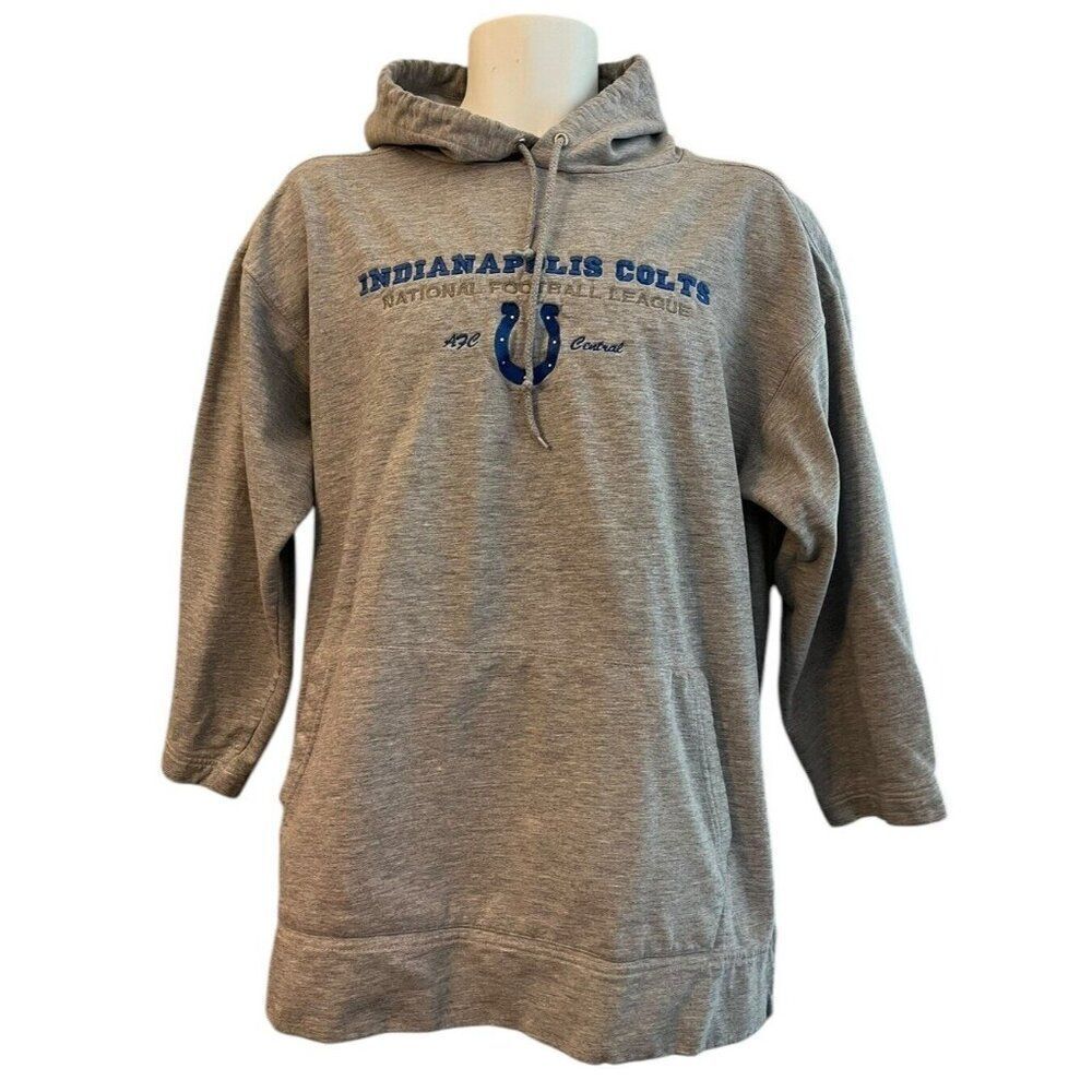 Indianapolis Colts Hoodie Mens Large Gray Fleece Sweatshirt NFL Football